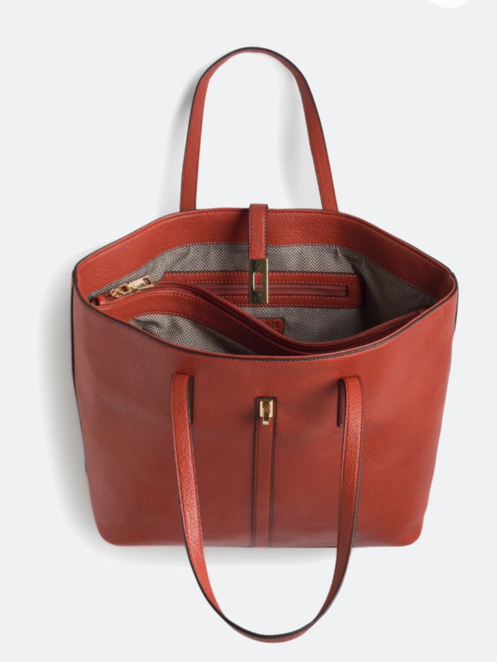 Urban Expressions Henderson Workwear Rust Leather Tote with Gold-Tone Lock - Picture 2 of 3